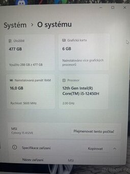 Herní notebook MSI Cyborg 15 A12VE-081cz