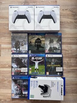 Nové zabalené ovladače Dualsense a hry PS5 PS4