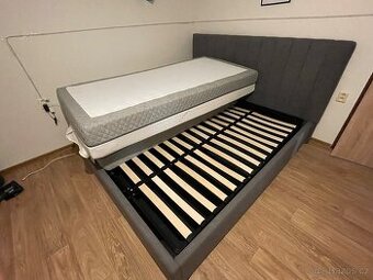 Manželská postel HASLEV 180x200 šedá
