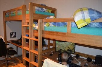Vyvýšená 2 postel s prostorem dole,NADSTAVBA, masiv dřevo