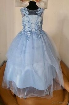 Světle modré elegantní dětské slavnostní šaty