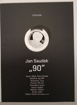 Stříbrný groš Jan Saudek 90 let proof