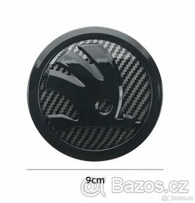 Logo znak emblém Škoda černý/karbon, 100, 90 a 80mm