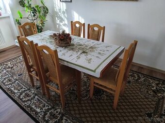 Židle z masivu + rozkládací stul