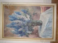 VELKÝ OBRAZ VALAŠSKÉHO MALÍŘE ZEMANA- ŠEŘÍK VE VÁZE Z ROKU 1