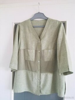 Lněný kabátek s 3/4 rukávem vel. L/XL