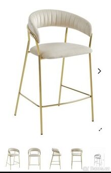 Barová židle BADIA - béžový samet 2ks