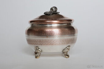 dóza krabička secesní, art deco postříbřená