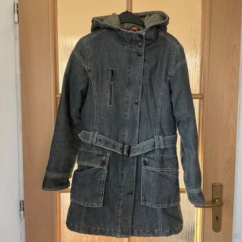 Dívčí teplá džínová parka s kapucí- Hema-146/152