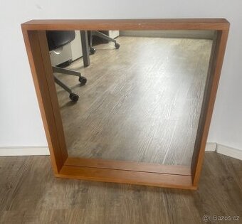 Zrcadlo IKEA MOLGER 60x60 s poličkou, dřevěný hluboký rám