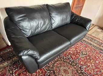 Černá kožená sedačka,5843