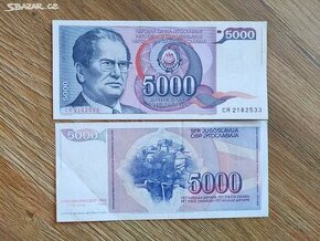 Jugoslávie - 5 000 dinárů - J.B.Tito