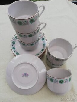 Porcelánová souprava-zelené kvítky