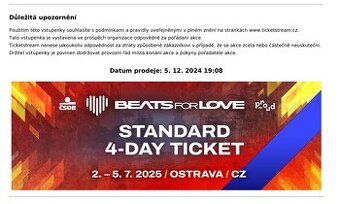 Celofestivalová vstupenka B4L