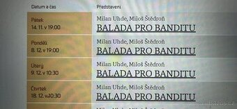 Prodám vstupenky do Divadla na Vinohradech