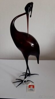 Nádherná skleněná volavka ruční práce zn. Sobotka