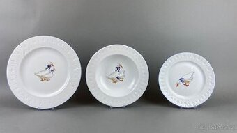 Talířová souprava pro 6 osob husy, modrá linka