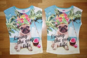 2x letní dívčí tričko pro dvojčata vel.128