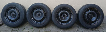 4x plechové disky 5x108 + pneu letní 215/60 R16