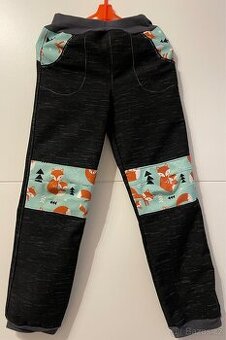 Dívčí softshellové kalhoty podšité fleesem, reflexní 122-128