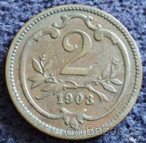 2 haléře 1903,1904,1908,1909,1910,1911 b.zn.
- 1