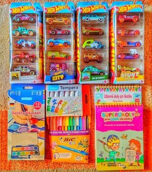 20x hot wheels autíčka, lušťovky, fixy, temperky
