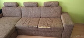 Rohový gauč – rozkládací, s úložným prostorem a opěrkami