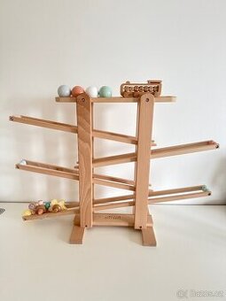 Dřevěná kuličková dráha XL s vláčkem Eli Neli