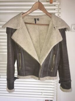 Mango hnědá kožená bunda