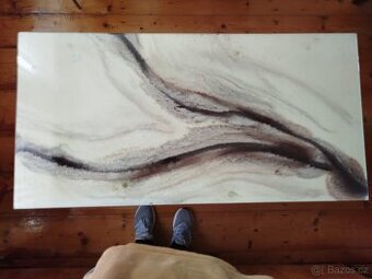 Retro konferenční stolek se skleněnou deskou