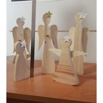 Sada 5ti dřevěných andílků (anděl 5ks - dřevěný)