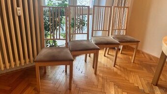 Židle dřevěné, polstrované, 4 kusy