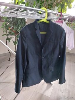 Chlapecké modré sako, vel. 146, bílá košile kr. ruk.vel. 152