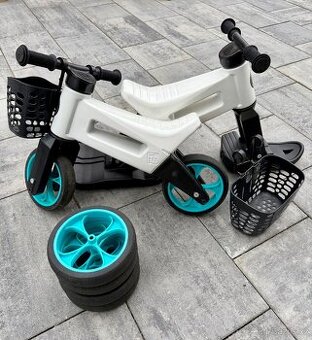 Odrážedlo Funny Wheels 2v1 – set s LYŽEMI a KOŠÍKEM