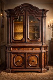 Starožitná dřevěná vitrína / kredenc/ skříň – masiv, krásný