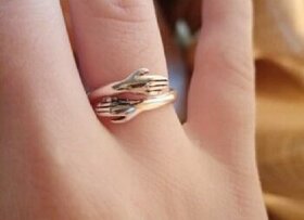 Dámský stříbrný prsten nastavitelný prstýnek ruce dlaně