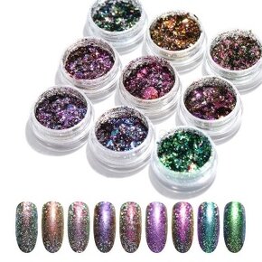 Zalešťovací pigment Flakies s holo efektem Chameleon 9ks
