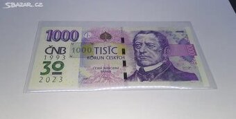 1000 Kč ČNB S PŘÍTISKEM - 30 LET MĚNOVÉ ODLUKY