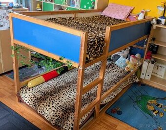 Patrová postel (1-2 luzka) - IKEA Kura + baldachyn - modra