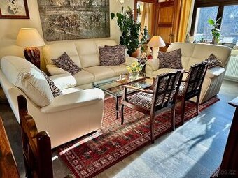 ÚPLNĚ NOVÁ kožená sedací souprava 3+2+1 s rozkladem