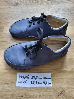 Barefoot kožené modré mokasíny