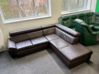 Sedací souprava rohová - kožená - zánovní