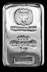 5 oz slitky Germania Mint 999,9/1000