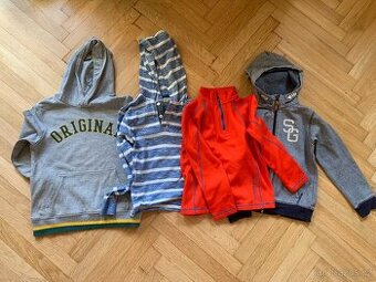 Klučičí mikiny 122 / 128 - 3 x H&M, 1 x červená Lidl