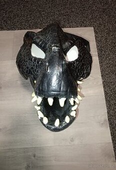 Černá dinosauří fursuit maska pro děti