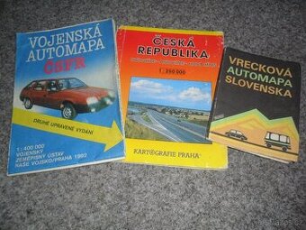 mapy - vojenská, automapy, Česká republika, různé