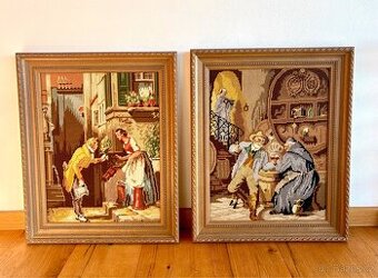 Staré obrazy gobelíny 2 kusy