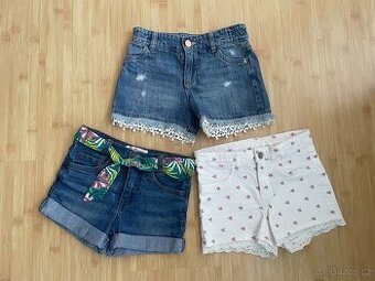 3 x džínové kraťasy zn. H&M a F&F - vel. 128
