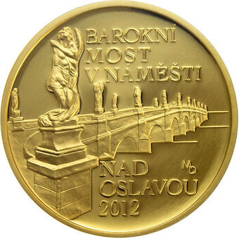 Zlatá mince 5000Kč Most v Náměšti nad Oslavou ČNB 2012 PROOF