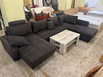 Kvalitní hnědá veliká sedací souprava ROZKLÁDACÍ